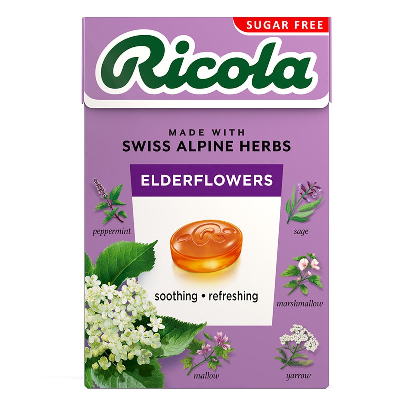のどに優しいハーブキャンディ Ricola（リコラ）エルダーフラワーハーブキャンディー シュガーフリー（40g）