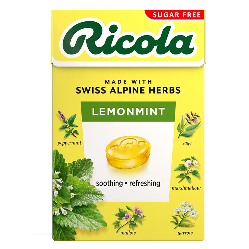 のどに優しいハーブキャンディ Ricola（リコラ）レモンミントハーブキャンディー シュガーフリー（40g）