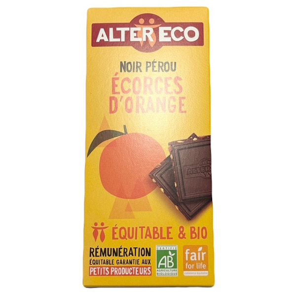【オーガニック】100%ナチュラルなオーガニックチョコレート ALTER ECO（アルテルエコ）オーガニック フェアトレードチョコレート ノワール オランジュ（カカオ分56%）（100g）