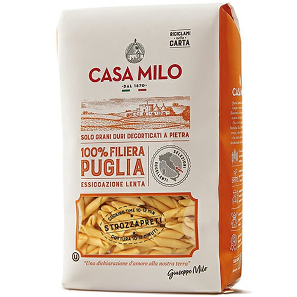 ねじれた形状のパスタ CASA MILO（カーサ・ミロ）ストロッツァプレー