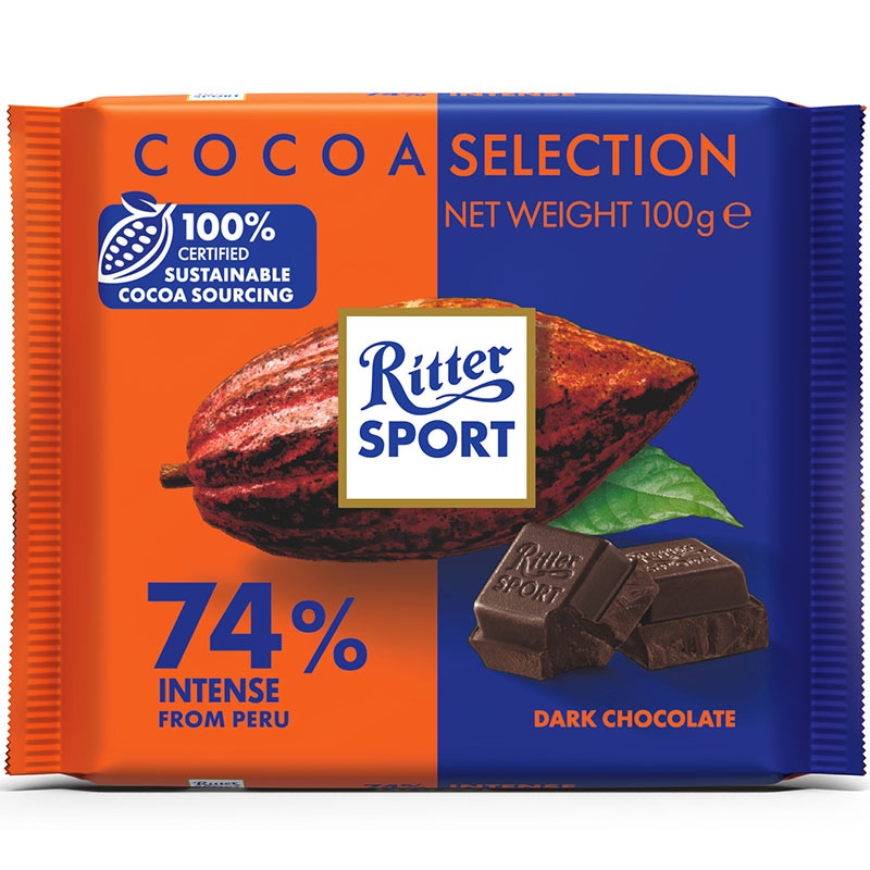 正方形のチョコレート Ritter SPORT（リッタースポーツ）カカオ74%（100g）