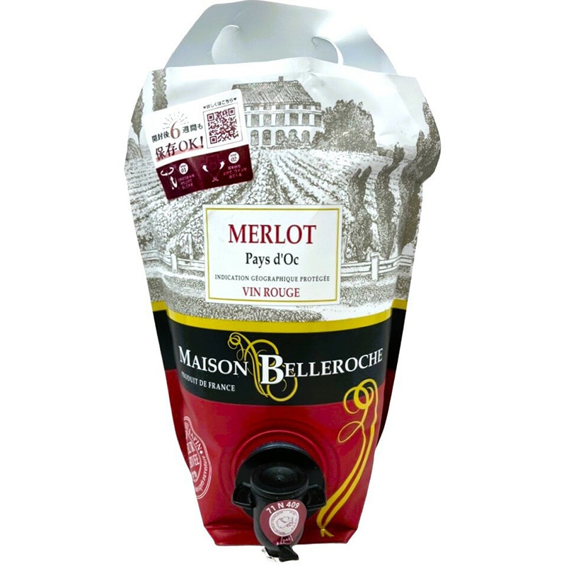 ハード系チーズと相性抜群 MAISON BELLEROCHE（メゾン ベルロッシュ）メルロー（1500ml）