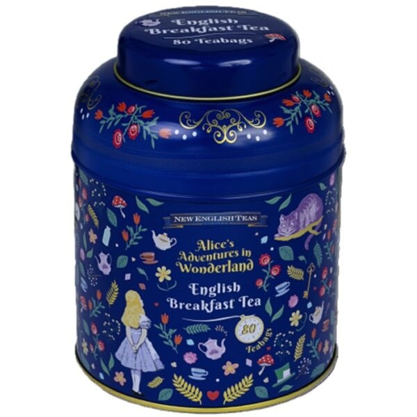 アリスデザインの紅茶缶！ New English Tea（ニューイングリッシュティー）アリスフローラグラフィック イングリッシュブレックファスト（80P）