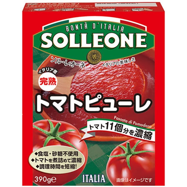 本場イタリアの素材、味、品質 SOLLEONE（ソル・レオーネ）パッサータ（テトラ）うらごし完熟トマト（390g）