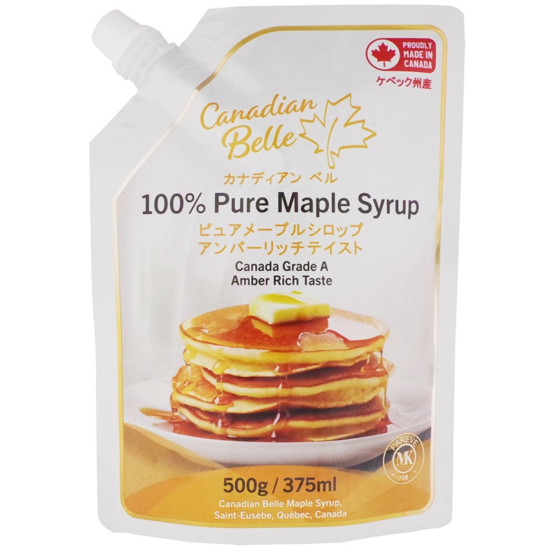 しっかりとした風味 Canadian Belle（カナディアン ベル）メープルシロップ アンバーリッチテイスト スマートパック（500g）