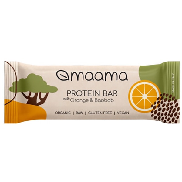 【オーガニック】【グルテンフリー】【ヴィーガン】自然のおいしさ maama（マーマ）オーガニックプロテインバー オレンジ＆バオバブ（35g）