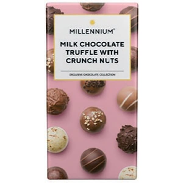 個包装スティック板チョコ MILLENNIUM CHOCOLATE FACTORY（ミレニアム チョコレート ファクトリー）ミルクチョコ・トリュフクランチナッツ（100g（8枚））
