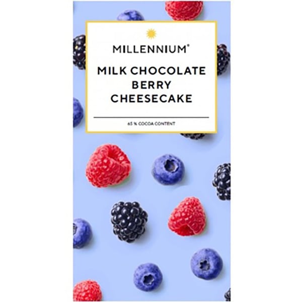 個包装スティック板チョコ MILLENNIUM CHOCOLATE FACTORY（ミレニアム チョコレート ファクトリー）ミルクチョコ・ベリーチーズケーキ（100g（8枚））