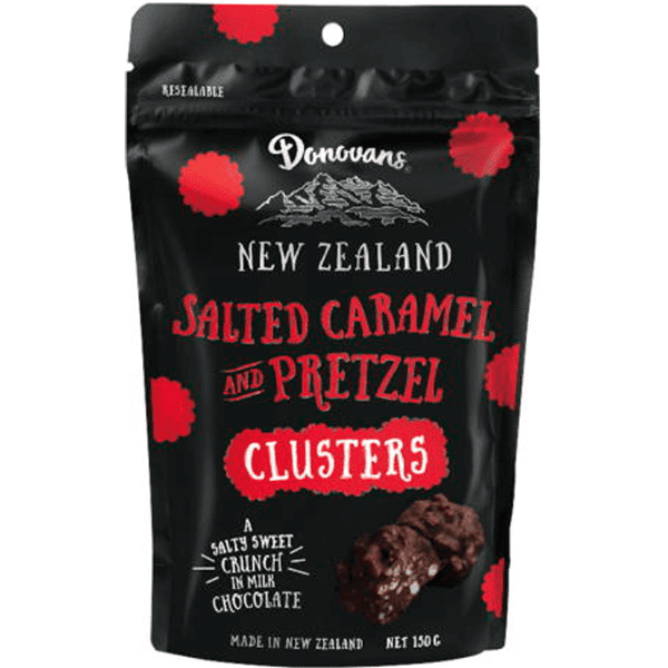 マイルドな口当たり Donovans（ドノバンズ）ソルトキャラメルプレッツェルクラスターズチョコ（150g）