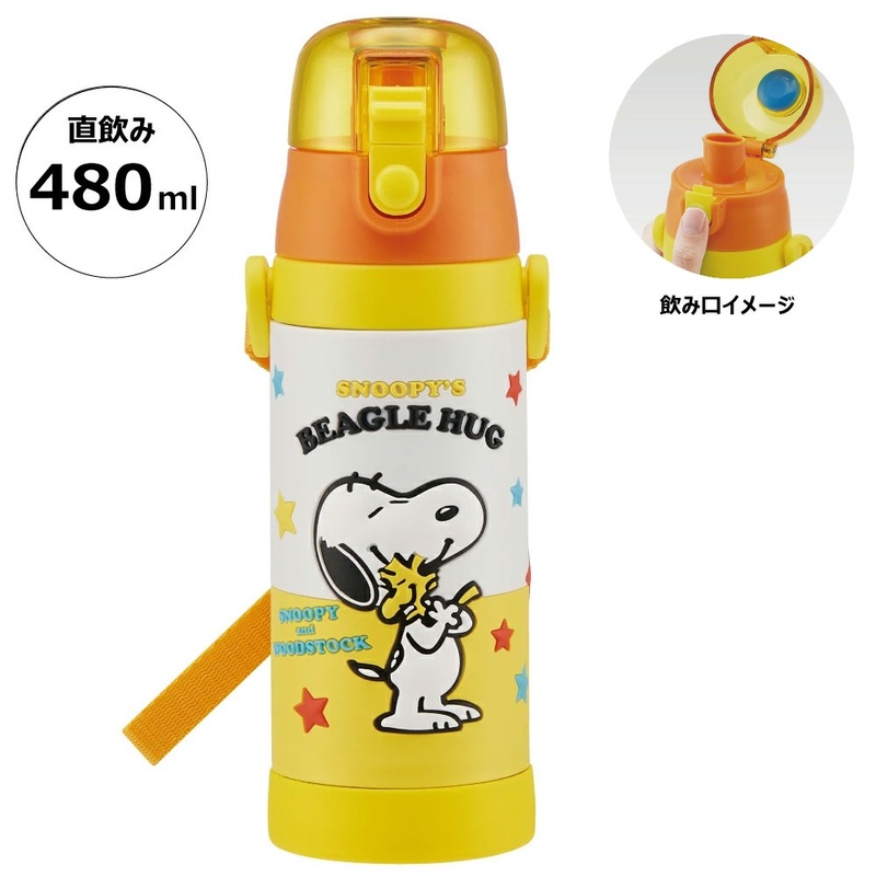 立体プリント 水筒 キッズ ワンタッチ 直飲み ステンレス 480ml