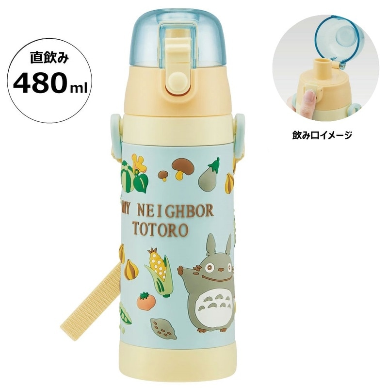 立体プリント 水筒 キッズ ワンタッチ 直飲み ステンレス 480ml