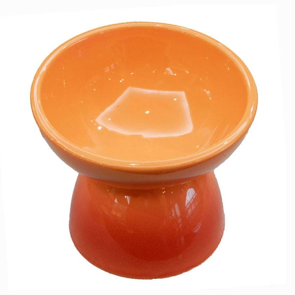 ペット 食器 犬用 オレンジ 橙色 食器台 食器皿 陶器 製 えさ皿 餌入れ