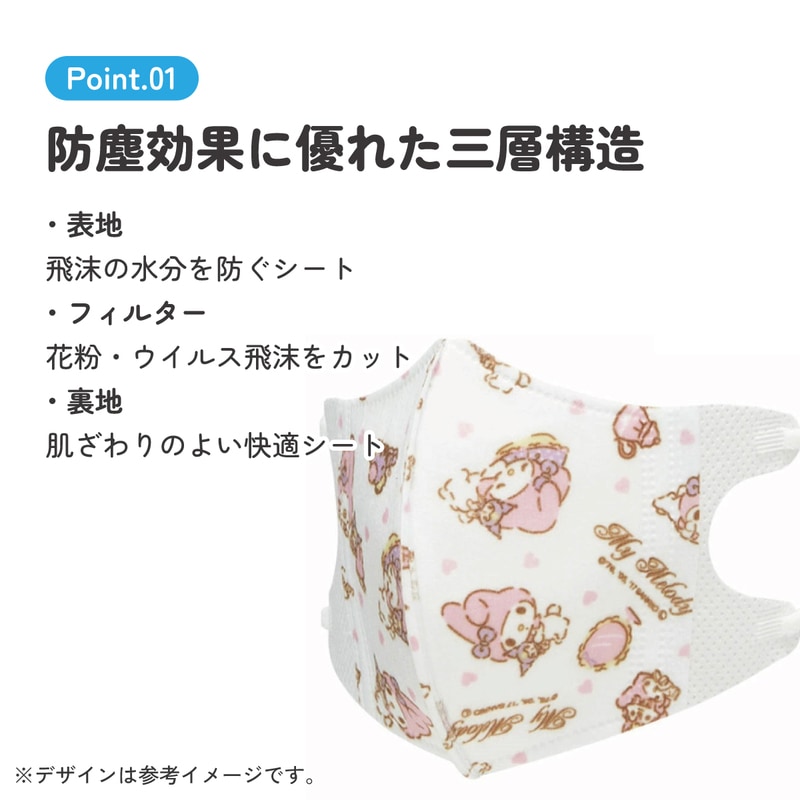 子供立体マスク Sサイズ/7枚入りマイメロディ／MSKB1N_4973307626234