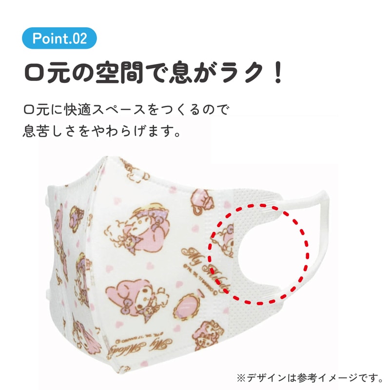 【立体　マスク】　女の子　キッズ　Sサイズ　Mサイズ 子供立体マスク Sサイズ/7枚入りマイメロディ／MSKB1N_4973307626234