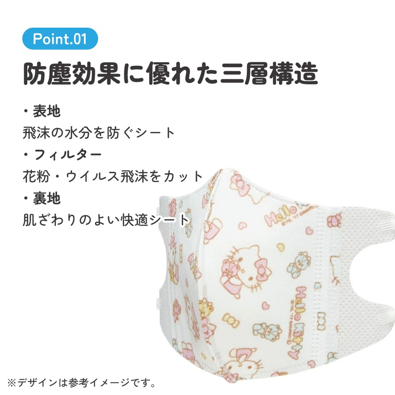 子供立体マスク Sサイズ/7枚入りハローキティ／MSKB1N_4973307626203