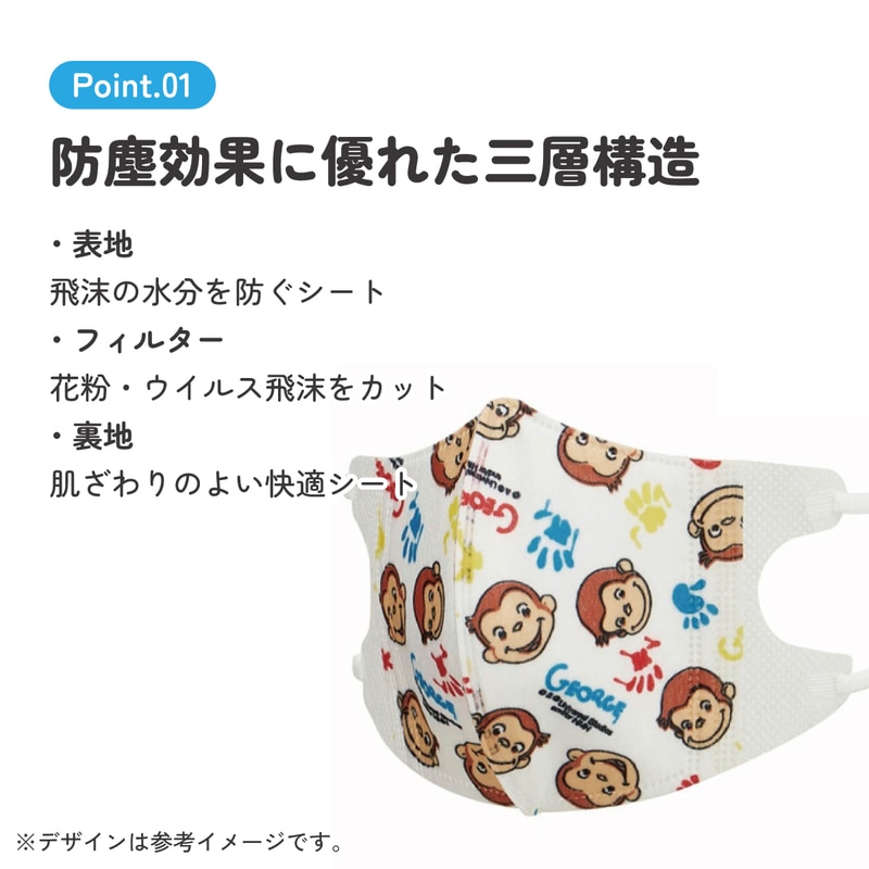 子供立体マスク Sサイズ/7枚入りおさるのジョージ／MSKB1N_4973307626661