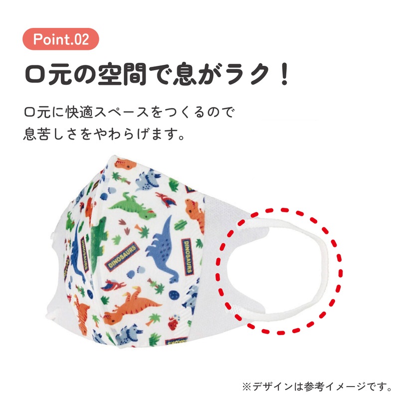 子供立体マスク Mサイズ/7枚入りディノサウルス／MSKS3N_4973307626708