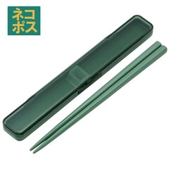 グリーン　お箸 抗菌音の鳴らない箸箱セット 箸18cm セージグリーン／ABC3AG_4973307633683