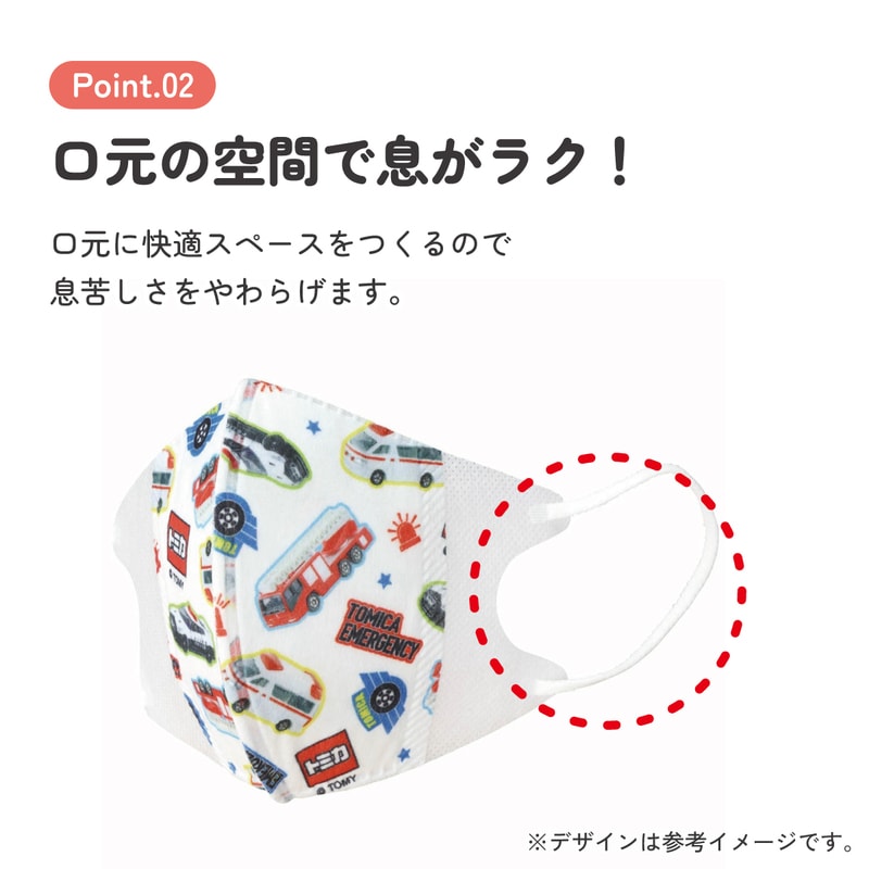子供立体マスク Mサイズ/7枚入りトミカ23／MSKS3N_4973307651458