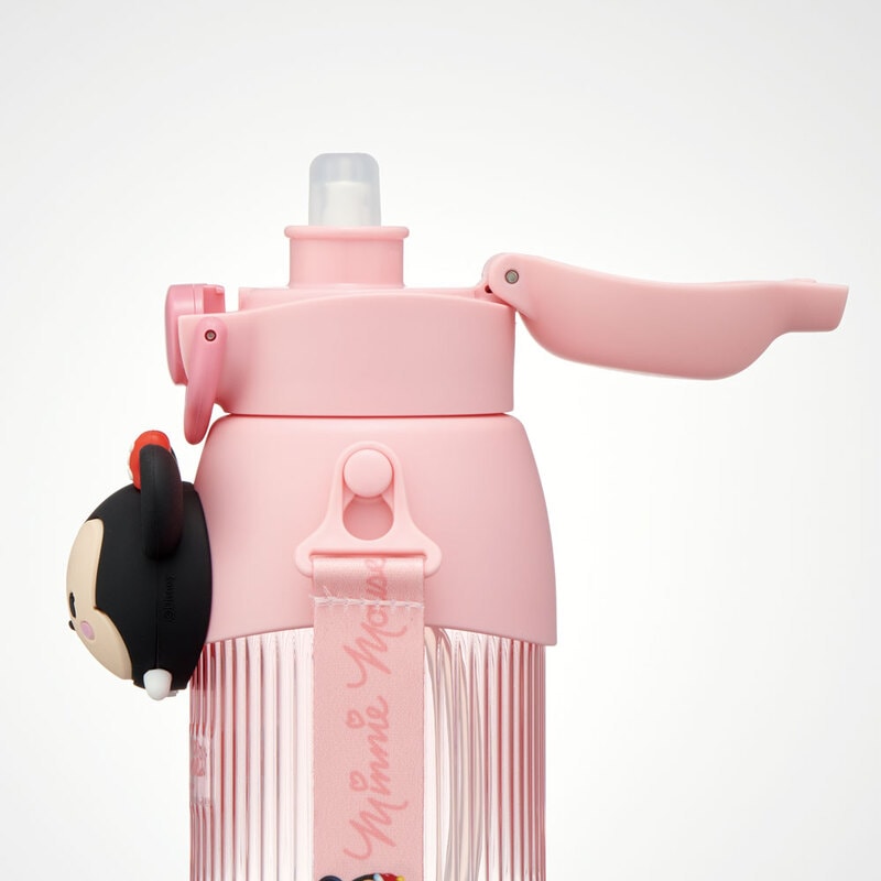 立体 マスコット 付き ストロー ボトル 水筒 590ml 子供 キッズ