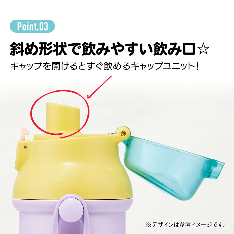 ぴちぽ 子供用 直飲み プラスチック 水筒 480ml カラフルピーチ25