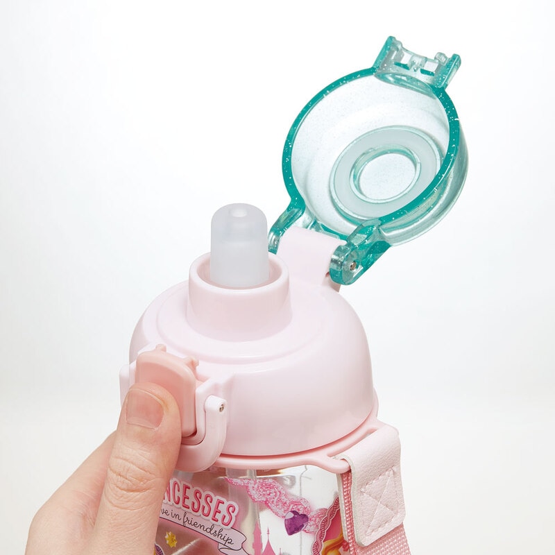 レトロ 水筒 可愛い ワンプッシュ ストロー ボトル 水筒 630ml 透明 クリア 子供 キッズ