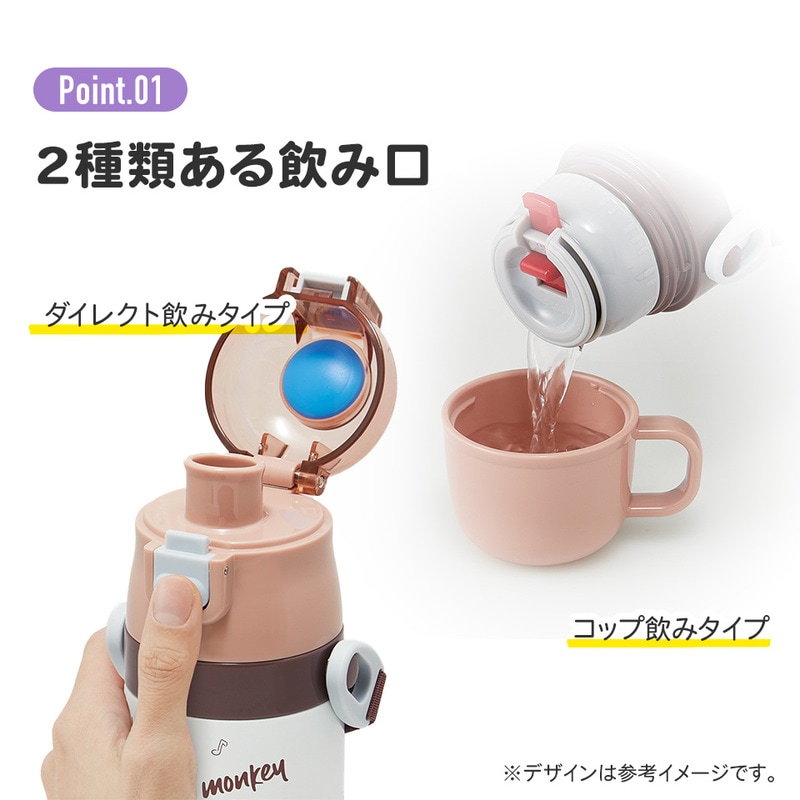 超軽量 直飲み コップ飲み兼用 2WAYステンレスボトル 470ml/430ml