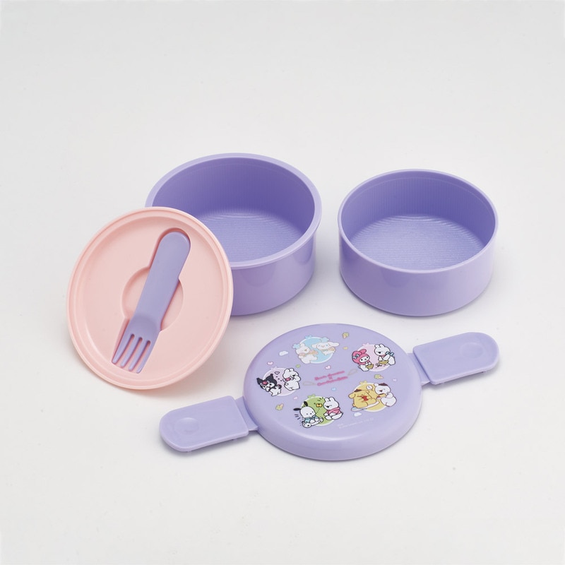 抗菌丸型ランチボックス 2段/500ml サンリオオールスターズ すこぶる