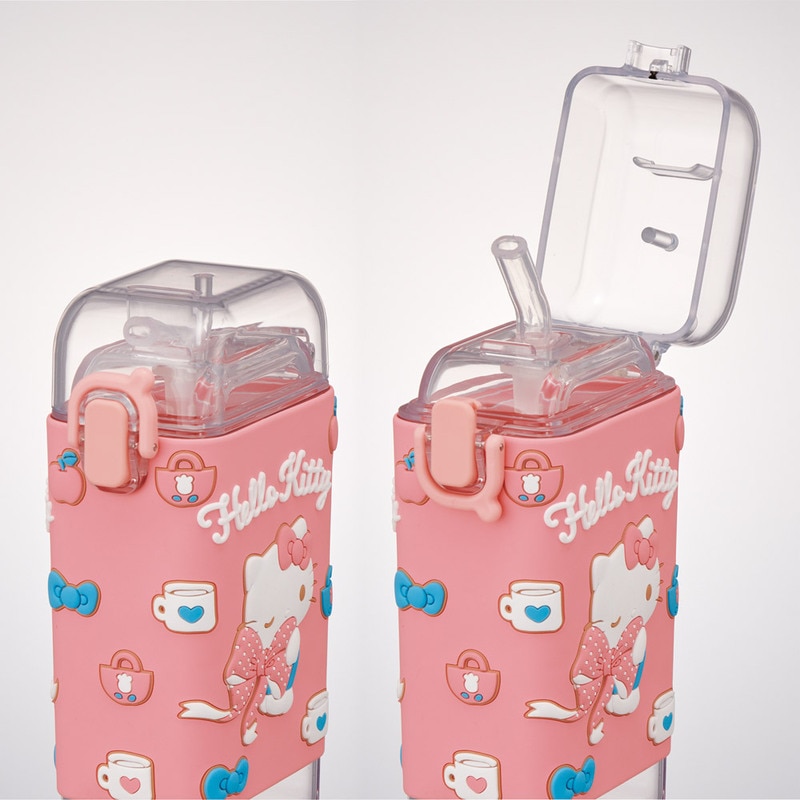 スクエア ストロー ボトル 水筒 ワンプッシュ 450ml 子供 キッズ