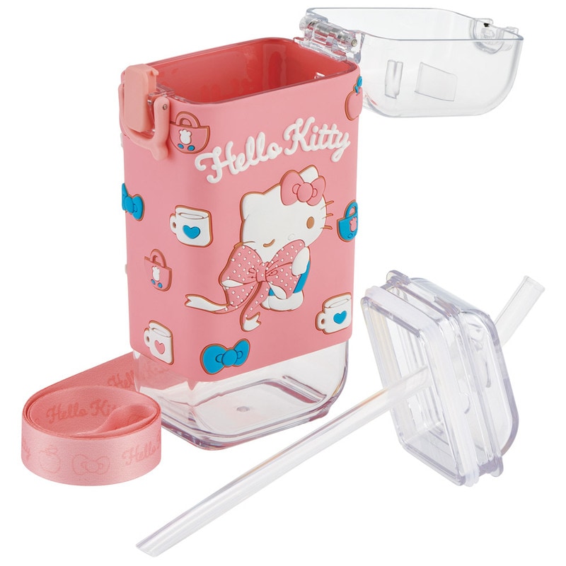 スクエア ストロー ボトル 水筒 ワンプッシュ 450ml 子供 キッズ