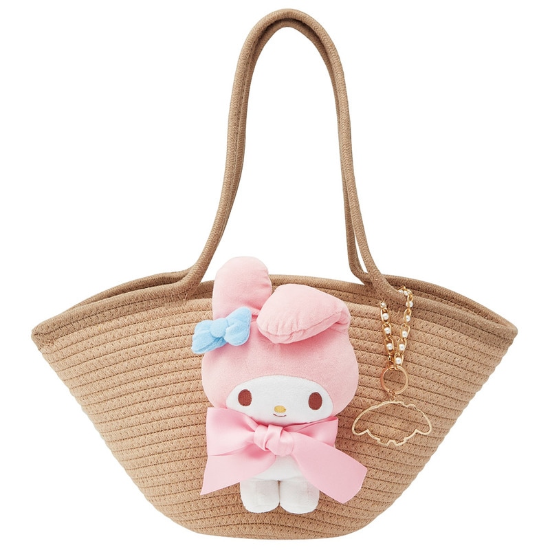 マイメロディ カゴバッグ バスケット ぬいぐるみ ぬいぐるみ付き かご風バッグ かご バッグ かばん かわいい