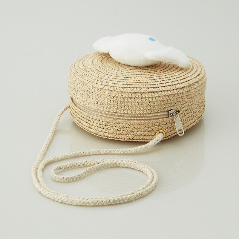 ストロー素材 ラウンド型 ショルダー バッグ かばん カバン