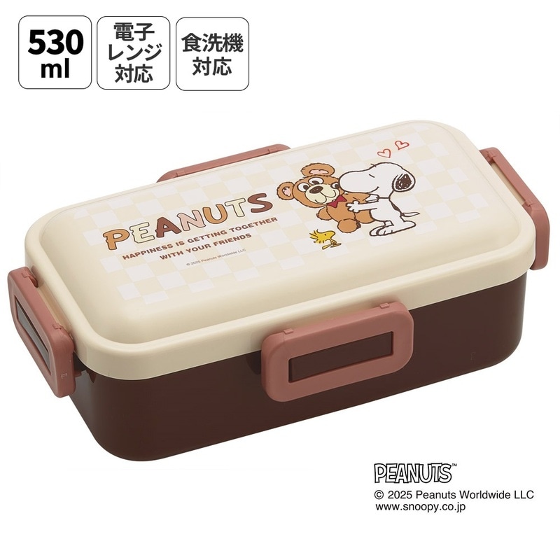 おかずがつぶれにくい ふわっと弁当箱 1段/530ml スヌーピー＆ベア