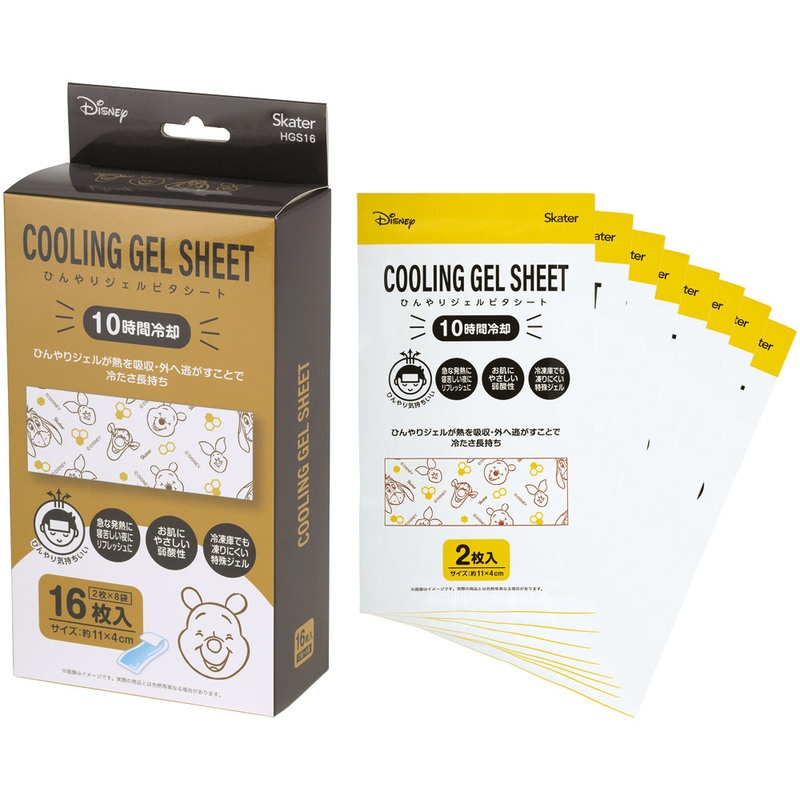 スケーター ジェル冷えシート 16枚入り くまのプーさん プーさん Pooh