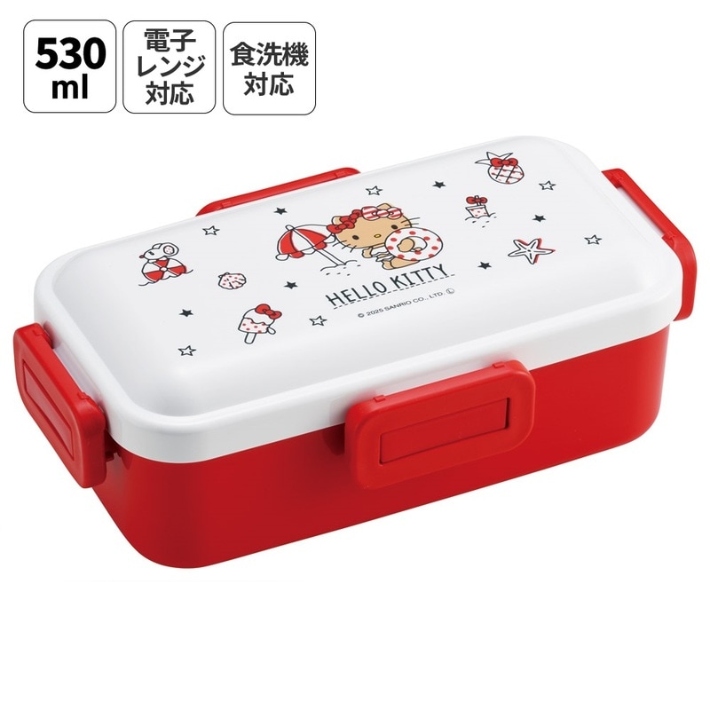 おかずがつぶれにくい ふわっと弁当箱 1段/530ml ハローキティ