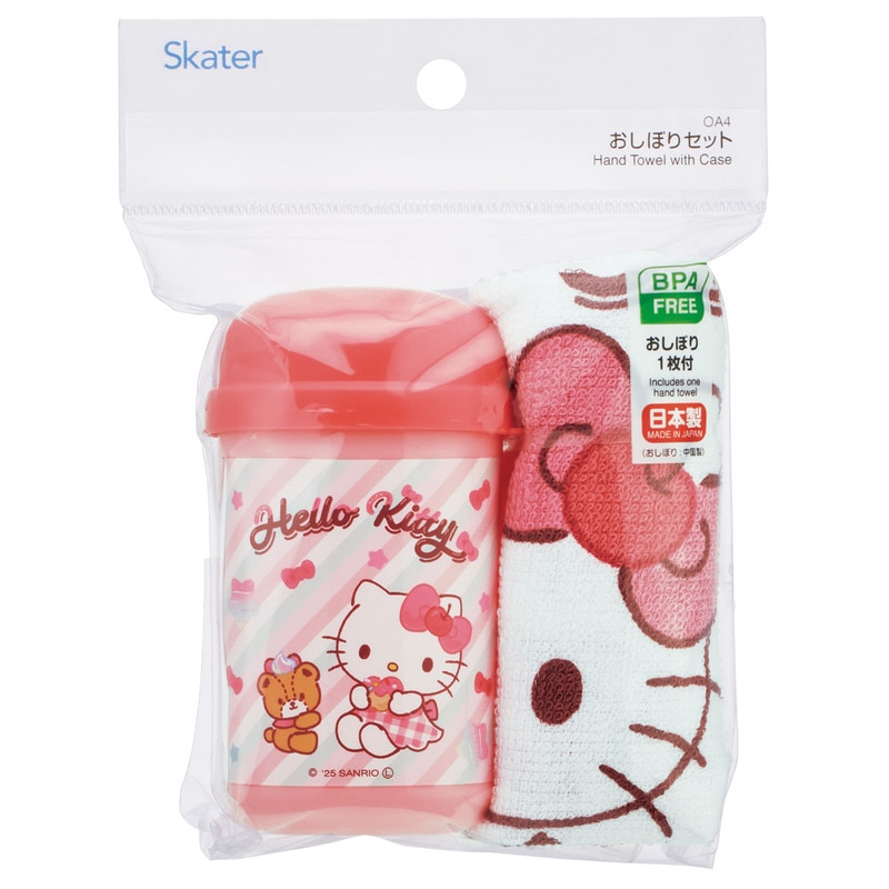 サンリオ　ハローキティ　子ども用水筒　おしぼりケース　2点セット　日本製 スケーター おしぼりセット おしぼりタオル おしぼりケース おしぼり