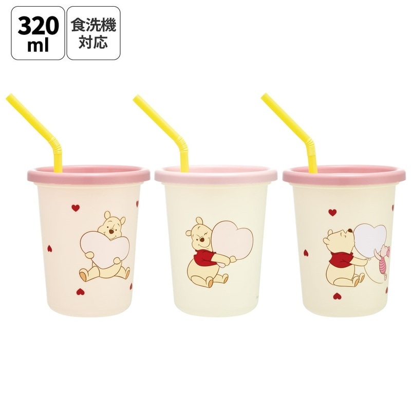 スケーター ストロー付きタンブラー 3個セット プラスチック 蓋付き