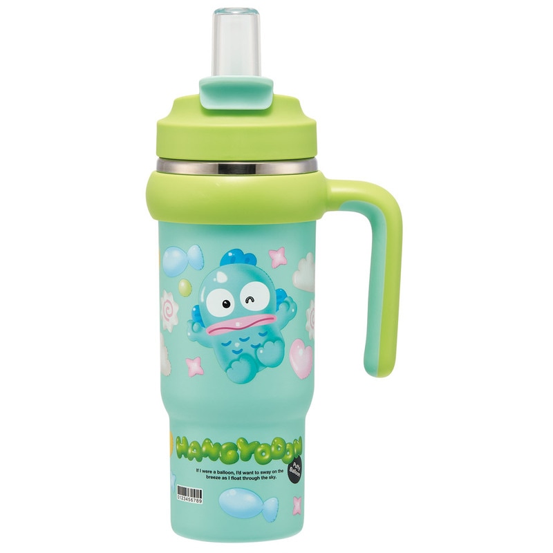 はんぎょどん スケーター ハンドル付 タンブラー 830ml ストロー ステンレス ボトル