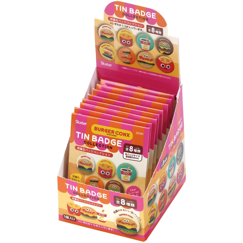 スケーター 刺繍缶バッジ 8個入り キャラクター 刺繍 缶バッジ 全8種類
