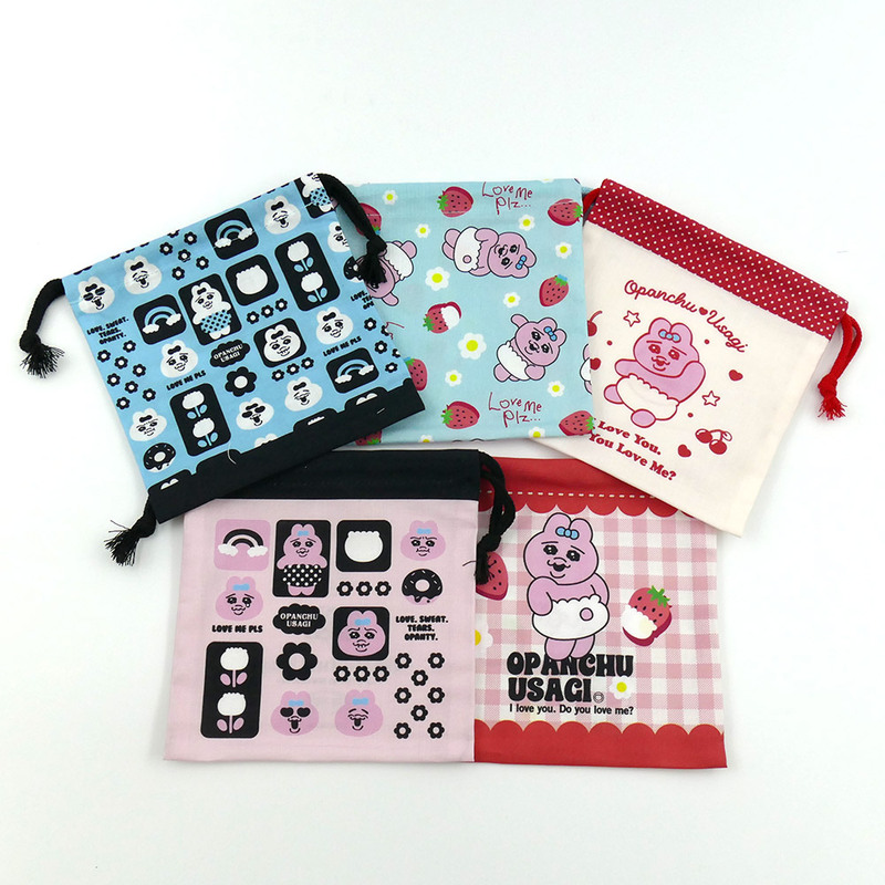 ご確認用＊黒いリネンきんちゃく袋＊アイボリーうさぎさん ナイロン巾着 うさぎ - ARANZINET ONLINESHOP - アランジネット