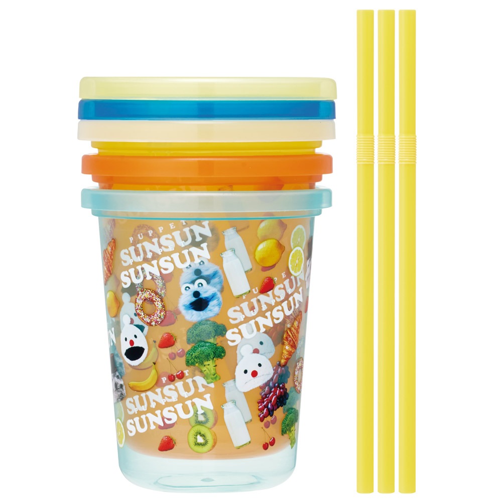 スケーター ストロー付きタンブラー 3個セット プラスチック 蓋付き