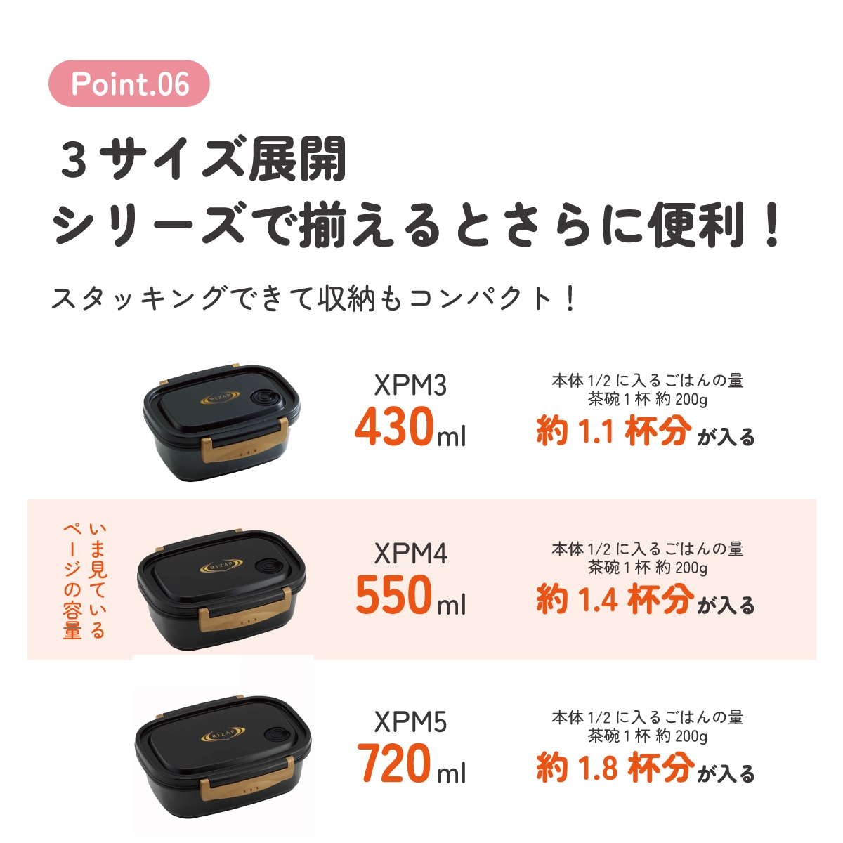 ラク軽弁当箱(M) 1段/550mlRIZAP／XPM4_4973307571688