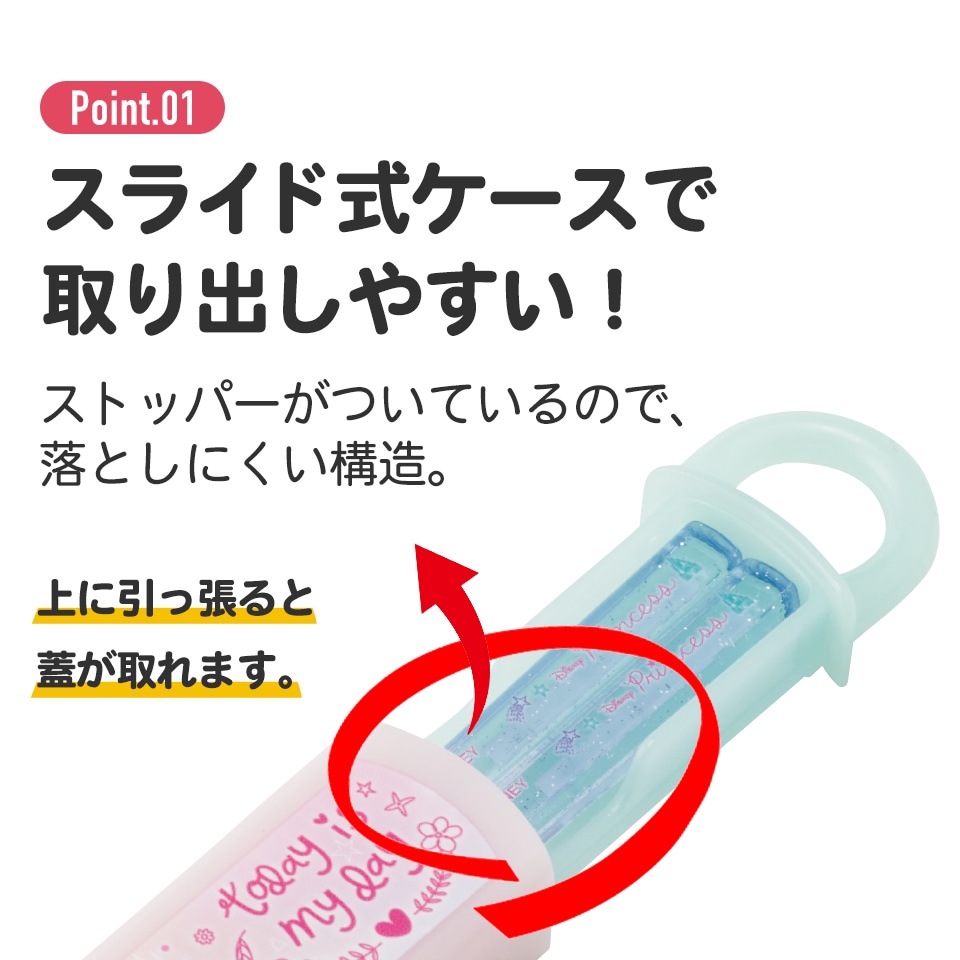 抗菌食洗機対応箸箱セット 箸16.5cm プリンセス23
