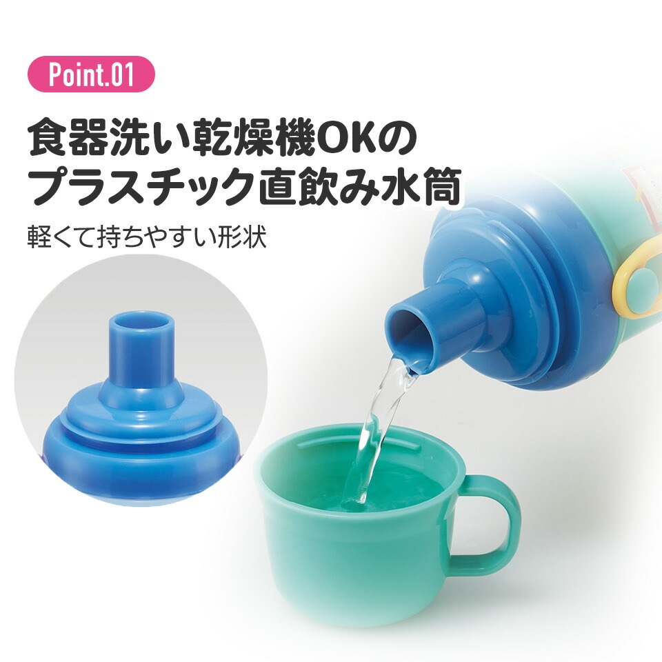 水筒 キッズ プラスチック 直飲み コップ 2WAY ボトル 480ml 約500ml