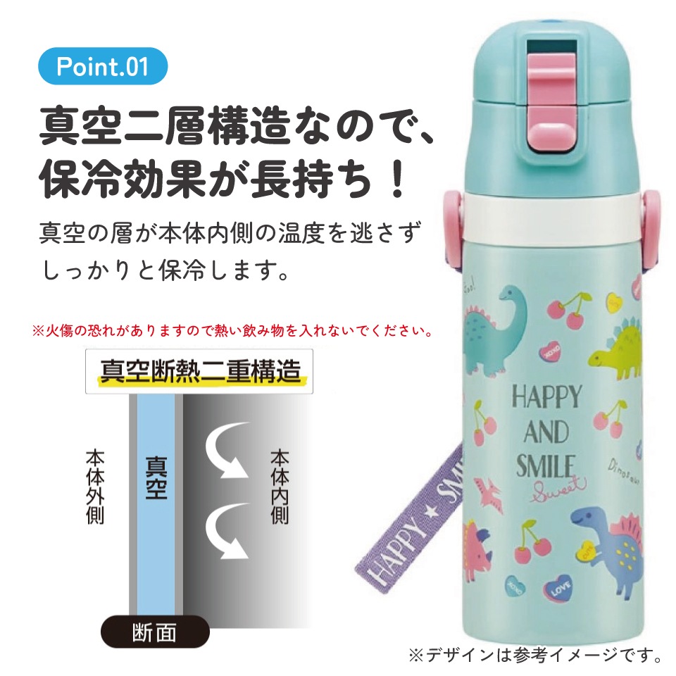 超軽量ダイレクトステンレスボトル 470ml ハッピー＆スマイル