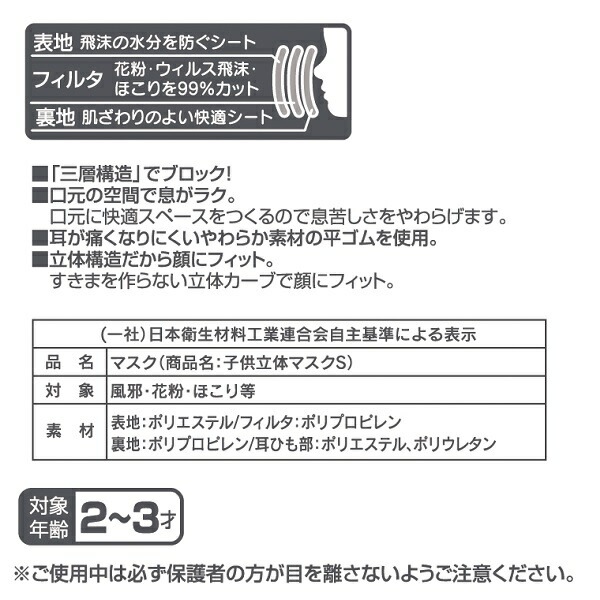 子供立体マスク Sサイズ/25枚入りはらぺこあおむし