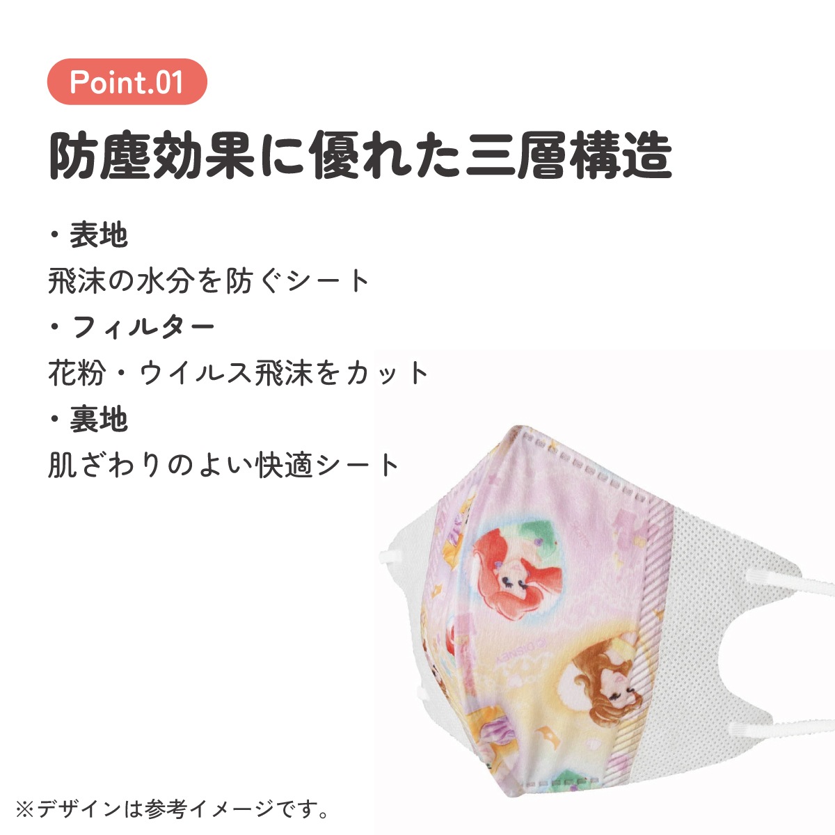 子供立体マスク Mサイズ/25枚入りプリンセス／MSKS25_4973307626104