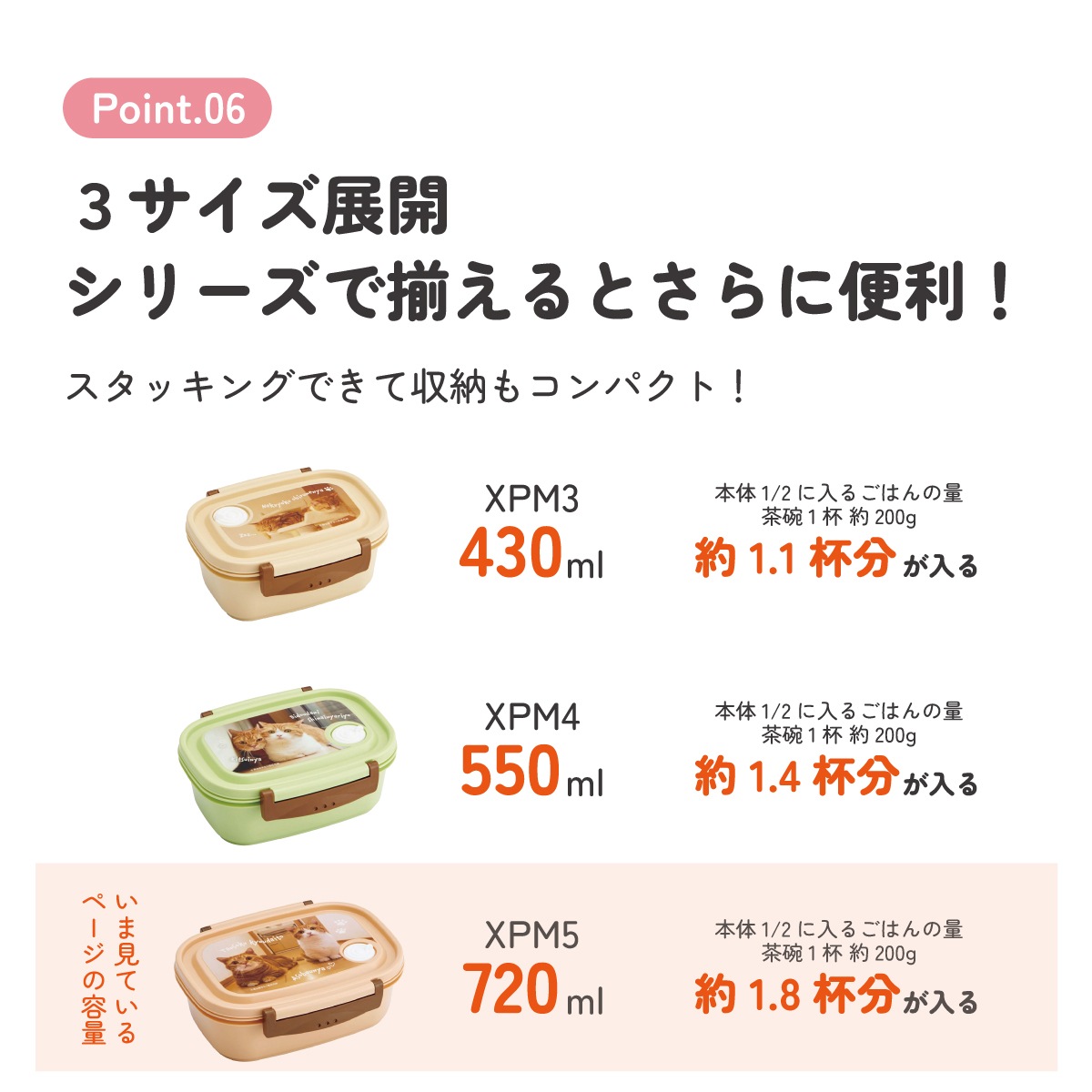 ラク軽弁当箱(L) 1段/720ml茶太郎ときなこ／XPM5_4973307664083