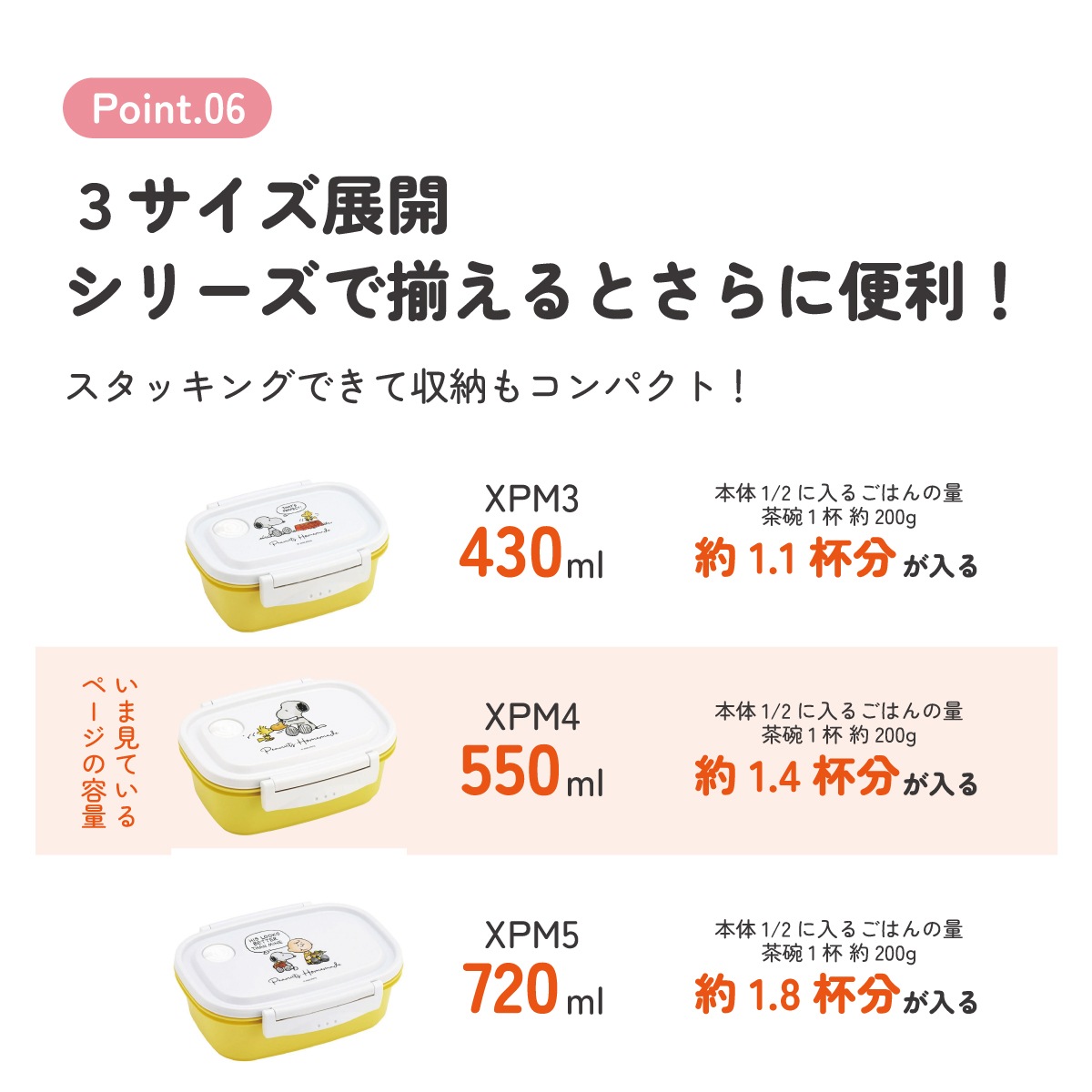 ラク軽弁当箱(M) 1段/550mlスヌーピー 水彩／XPM4_4973307660917