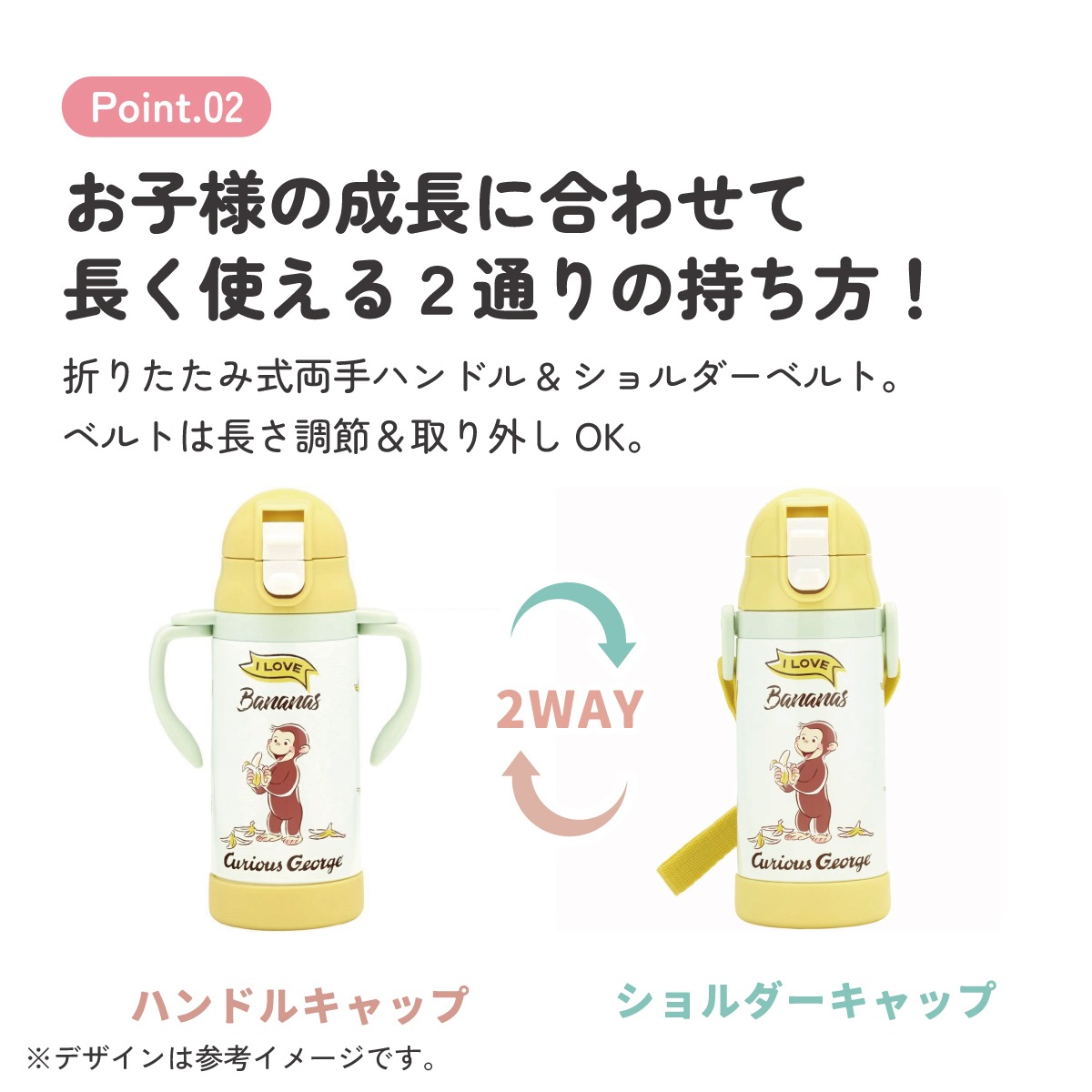 超軽量2WAYストローステンマグ 350ml おさるのジョージ